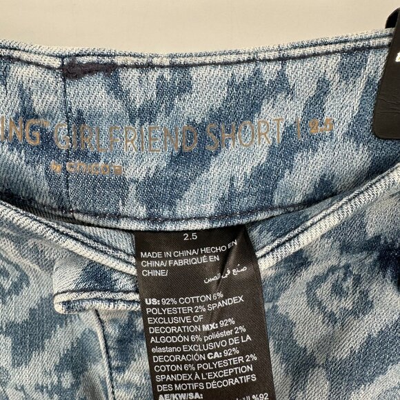 Chico's So Slimming Ikat-Print Girlfriend Jean Shorts Bermuda 12" Size 2.5 14 - Picture 5 of 7